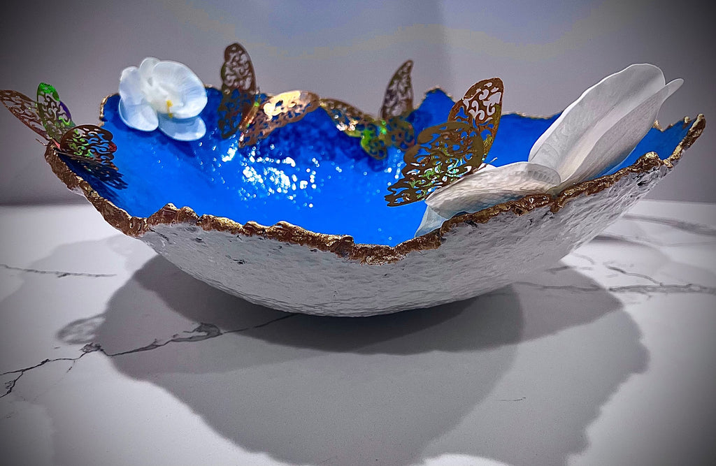 SOLD "Blue/White/Gold Santorini Vase" image 1