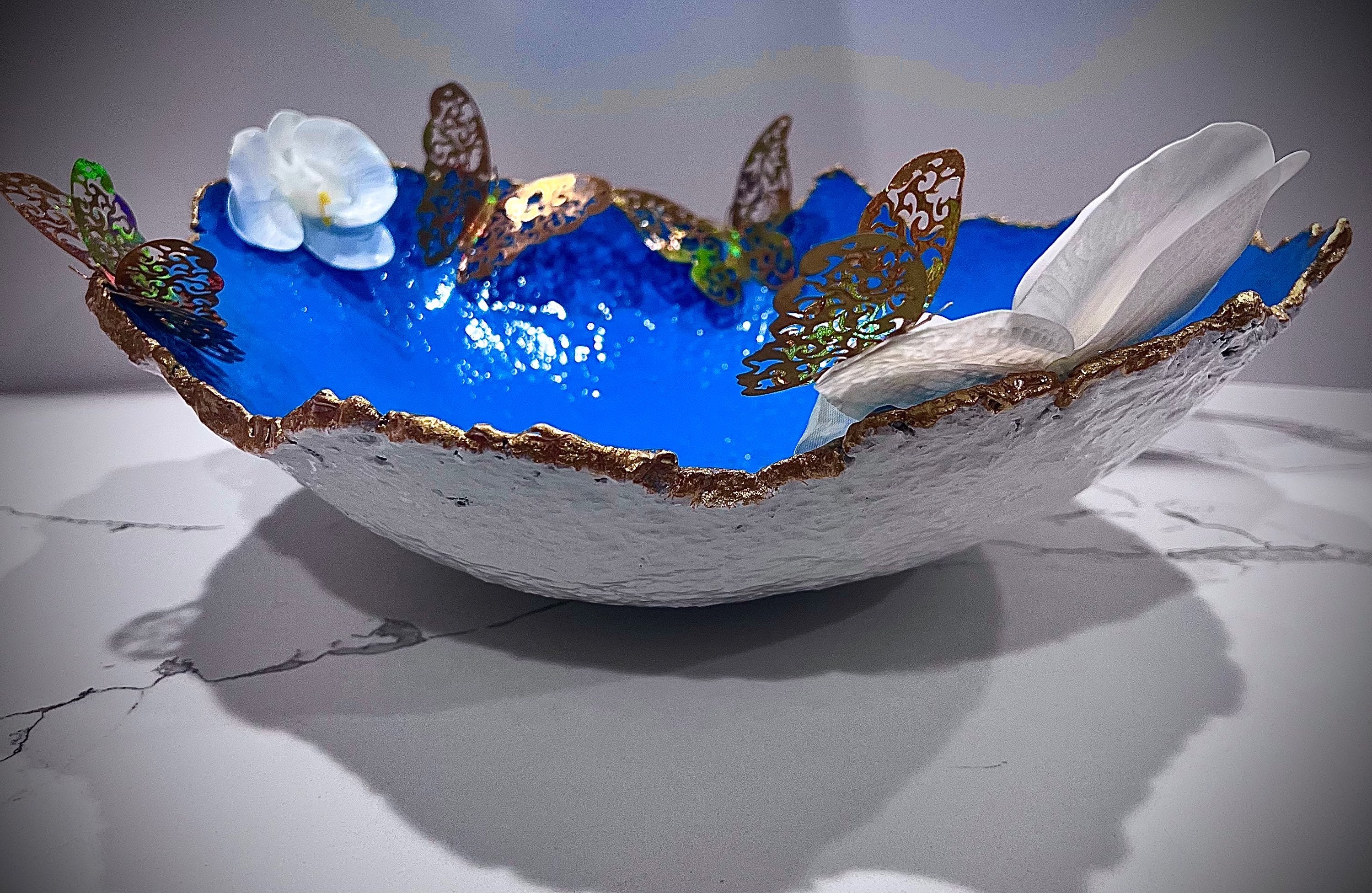 SOLD "Blue/White/Gold Santorini Vase" image 1