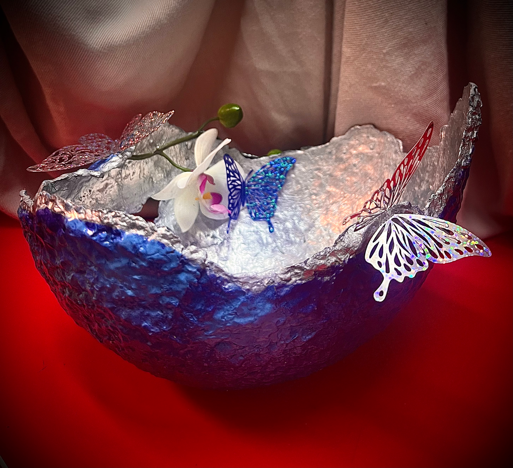 SOLD "Blue/Silver Vase" image 0