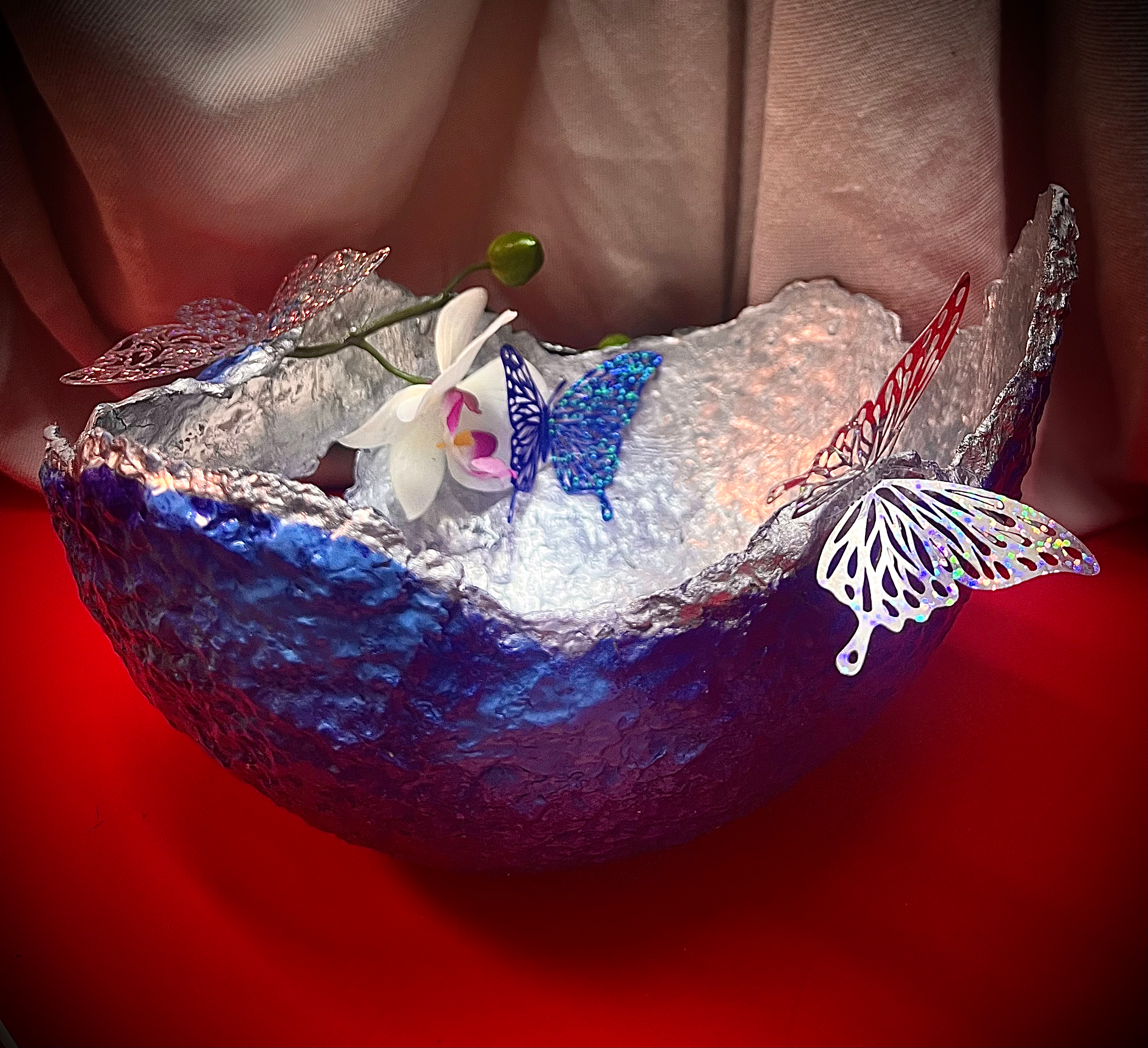 SOLD "Blue/Silver Vase" image 0