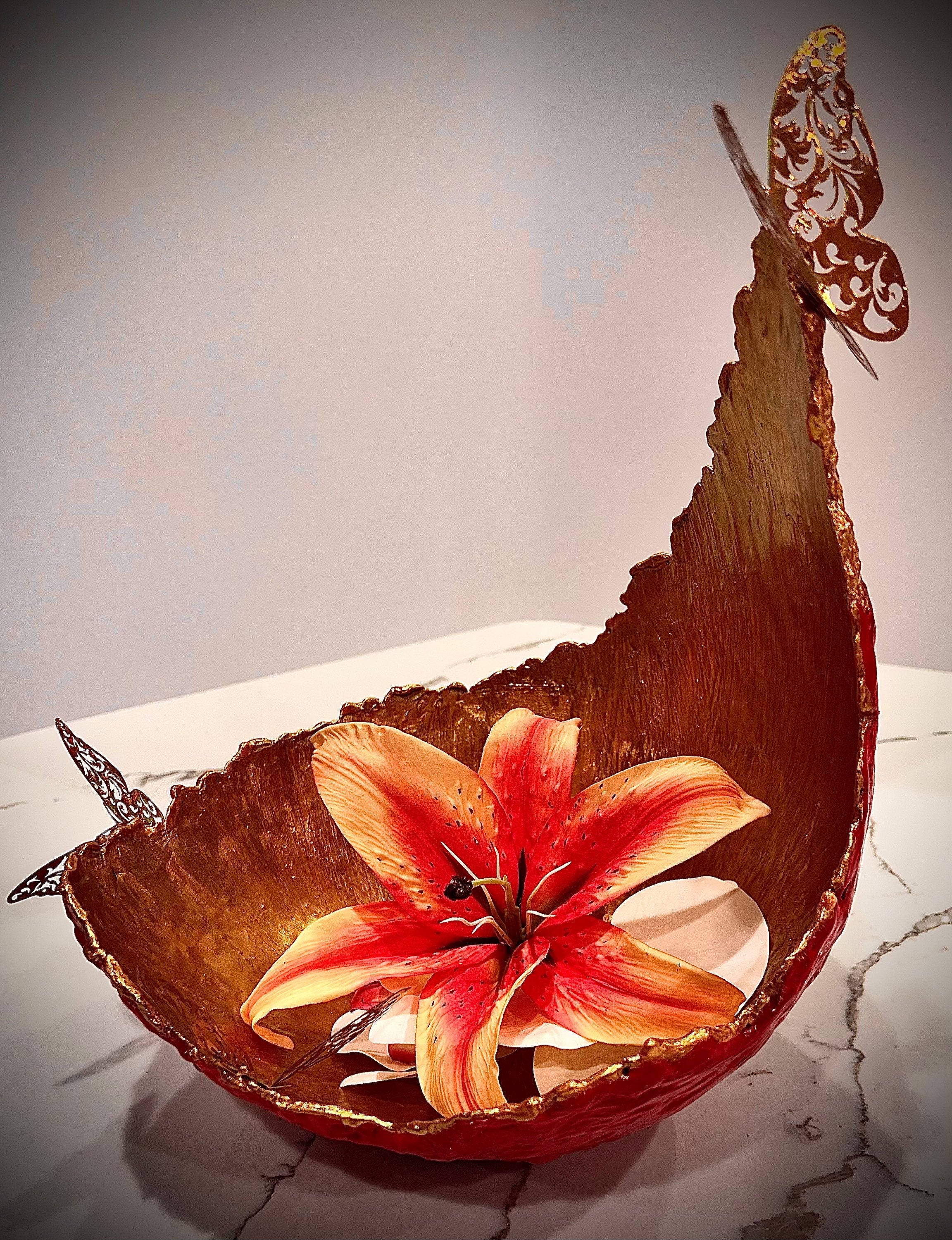 SOLD "Gold/Red Vase" image 1