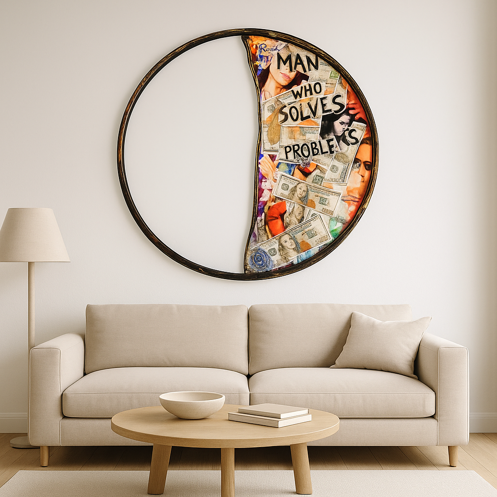 "The Man Who Solves Problems" wall mirror 28”x 28 image 4