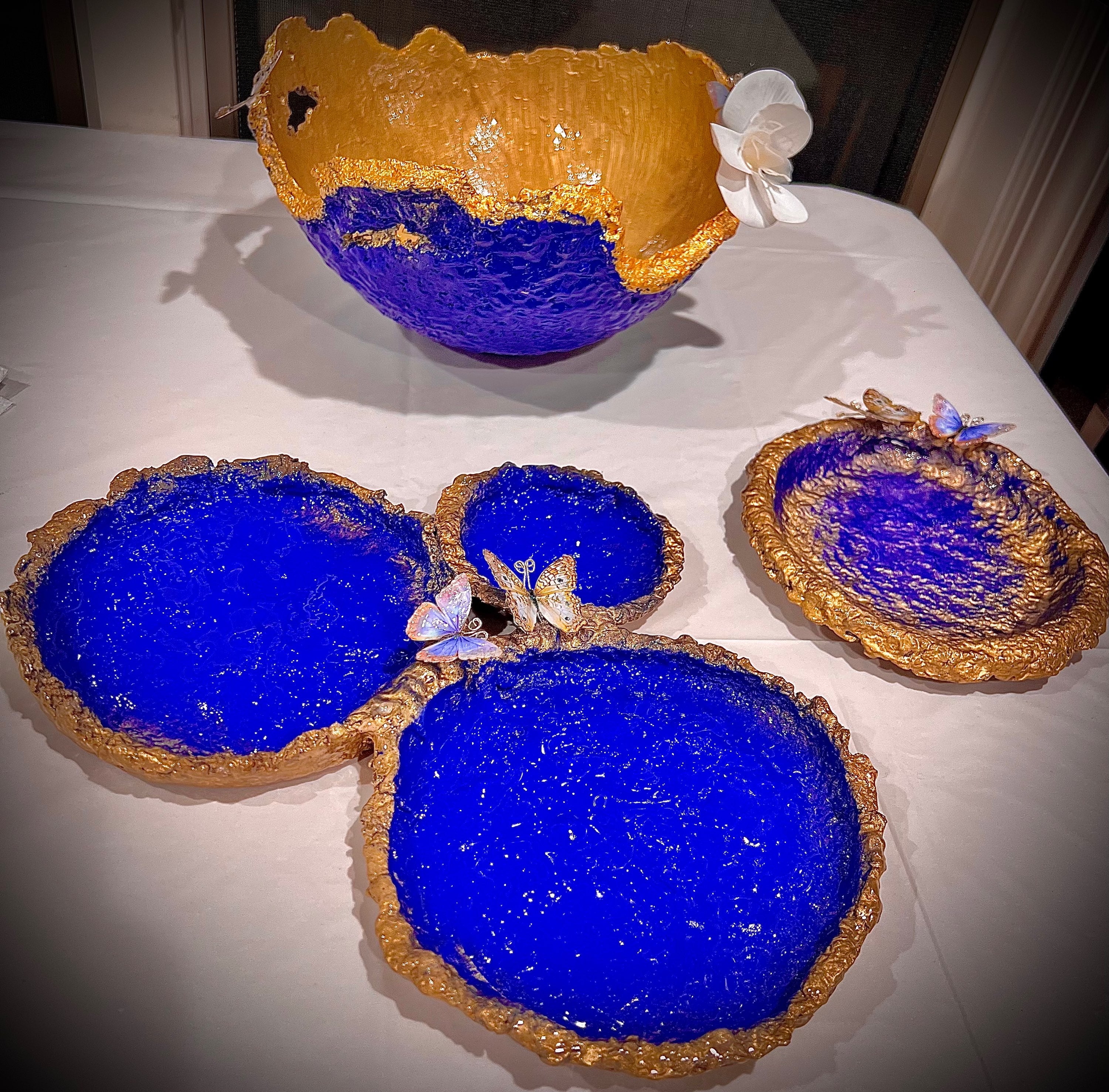 SOLD "Gold/Blue Vase" image 0