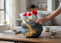 "Eruption Series Grey / Gold Vase" image 0