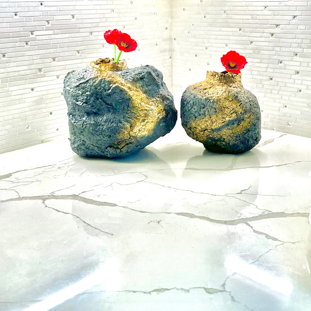 "Eruption Series Grey / Gold Vase" image 5