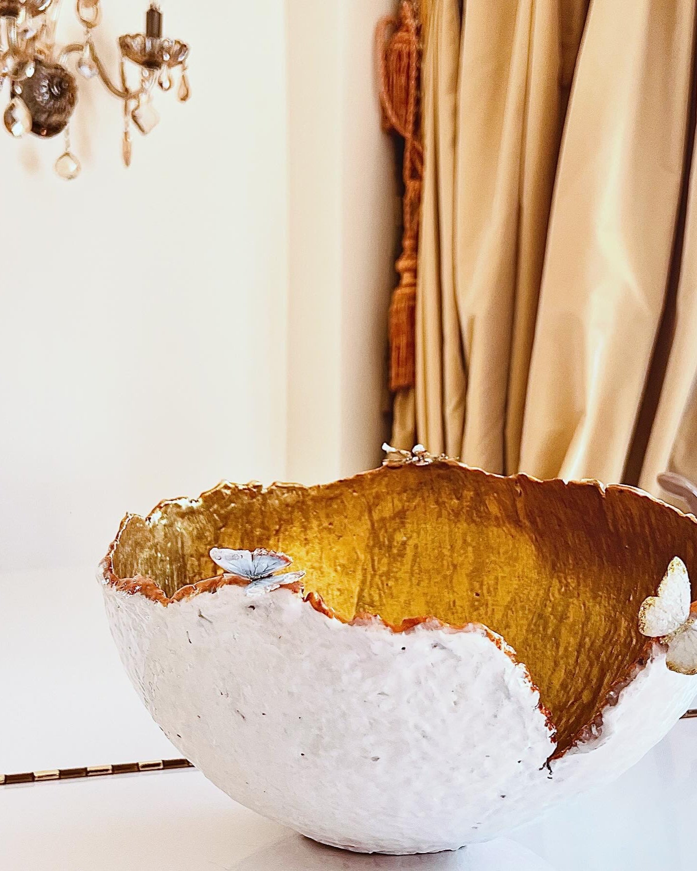 SOLD "White/Gold Bumblebee Vase" image 0