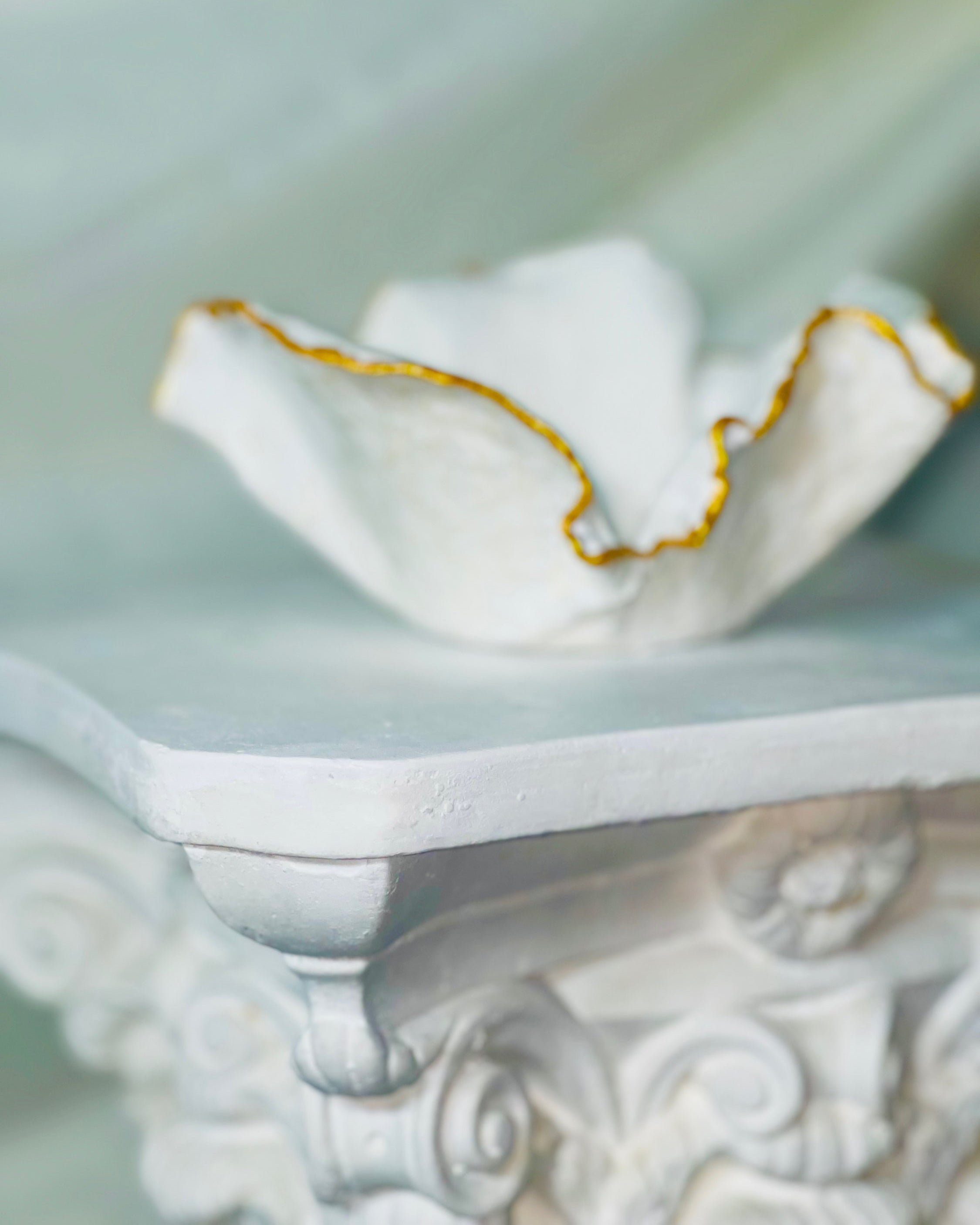 SOLD "White/Gold bowl with Orange Flowers" image 5
