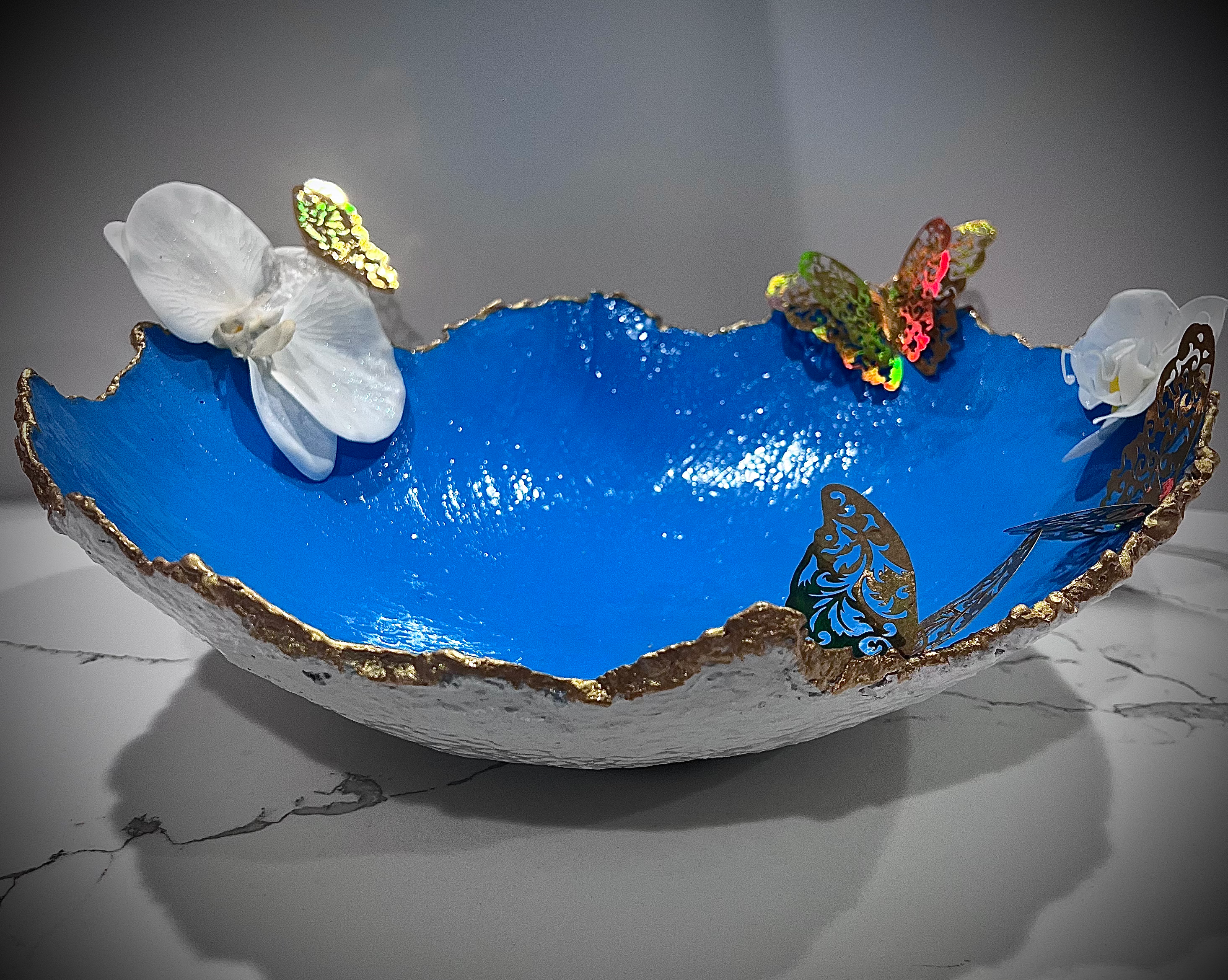 SOLD "Blue/White/Gold Santorini Vase" image 0