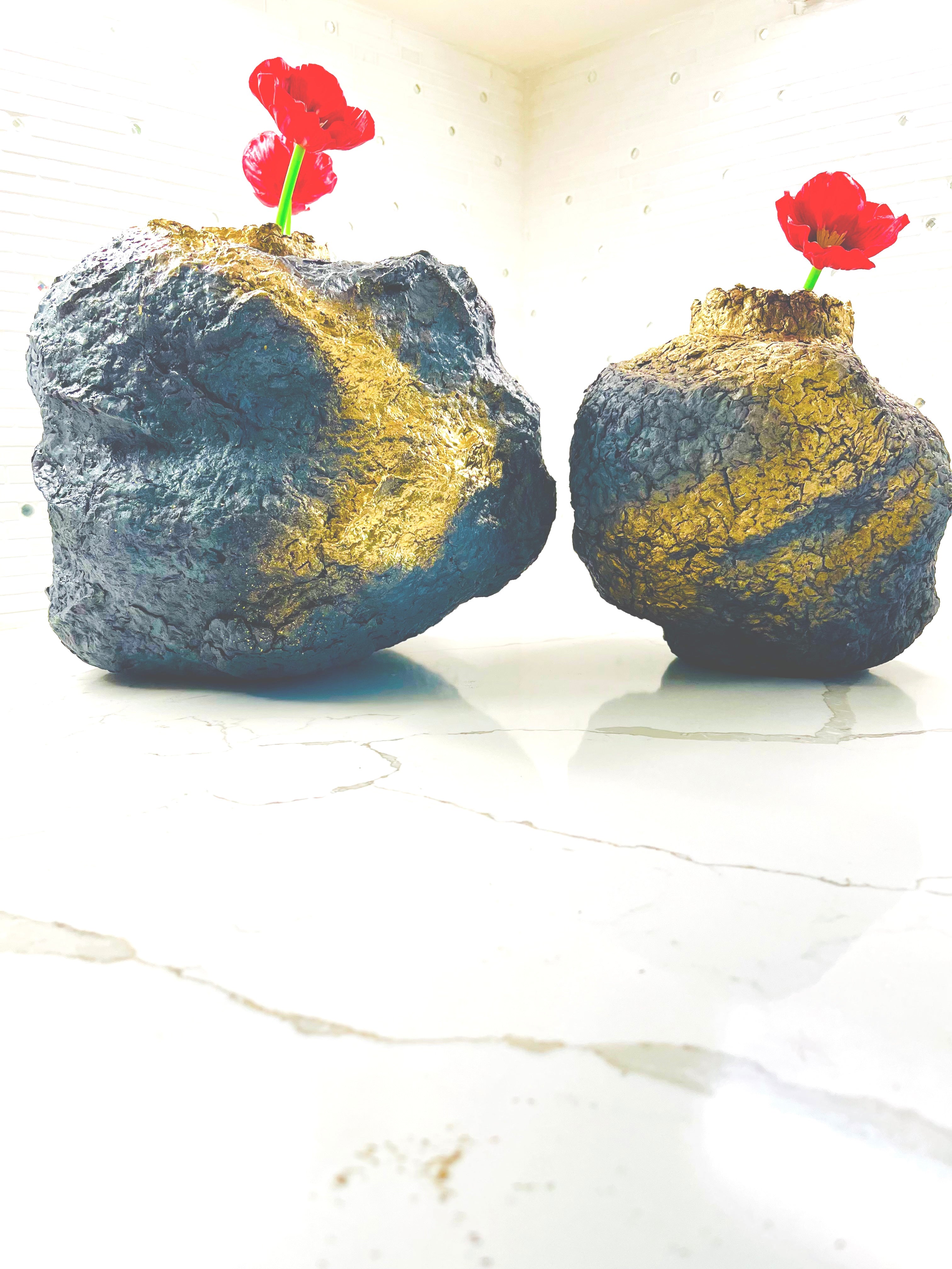 "Eruption Series Grey / Gold Vase" image 6