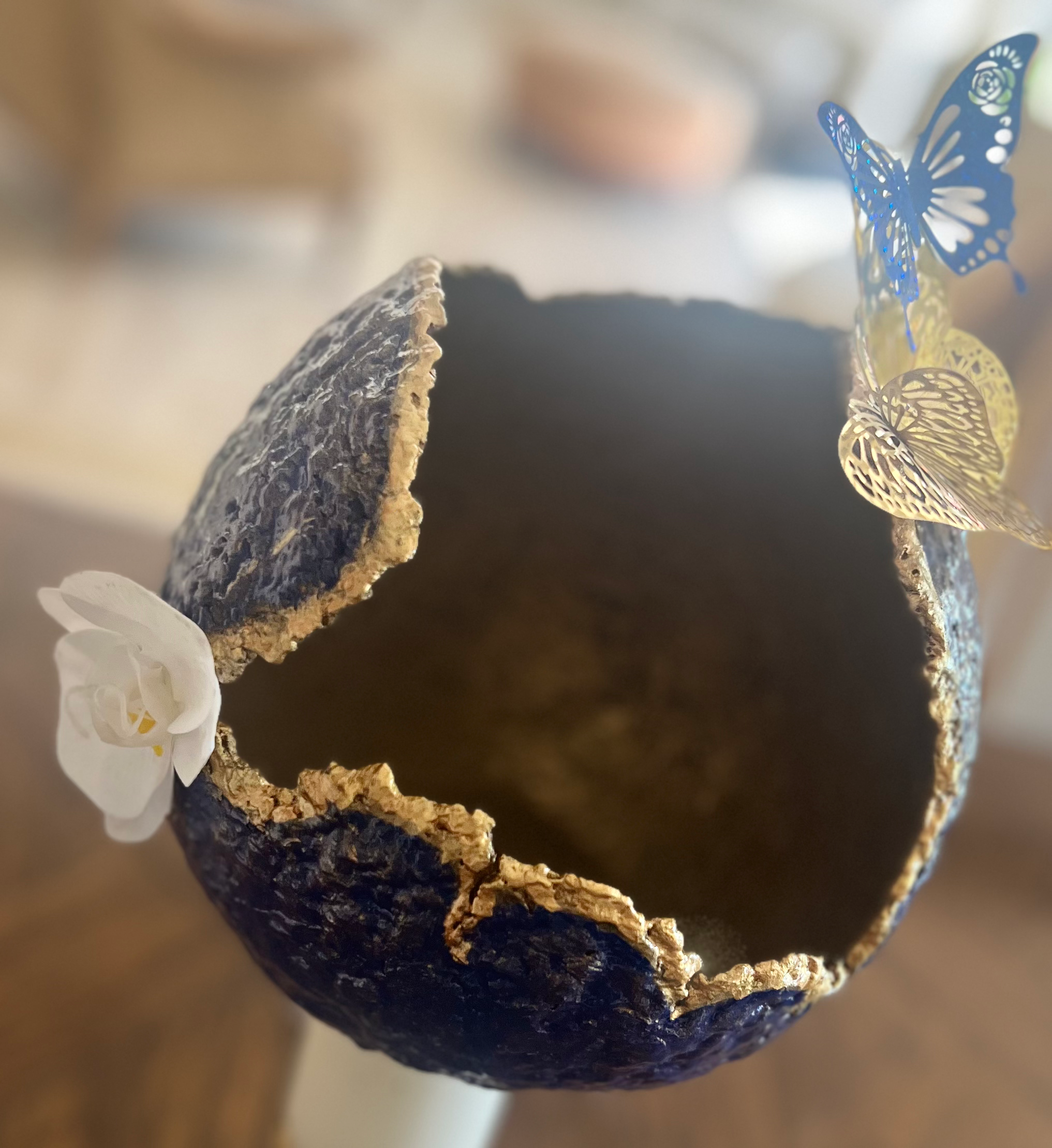 SOLD "Blue/Gold Vase" image 3