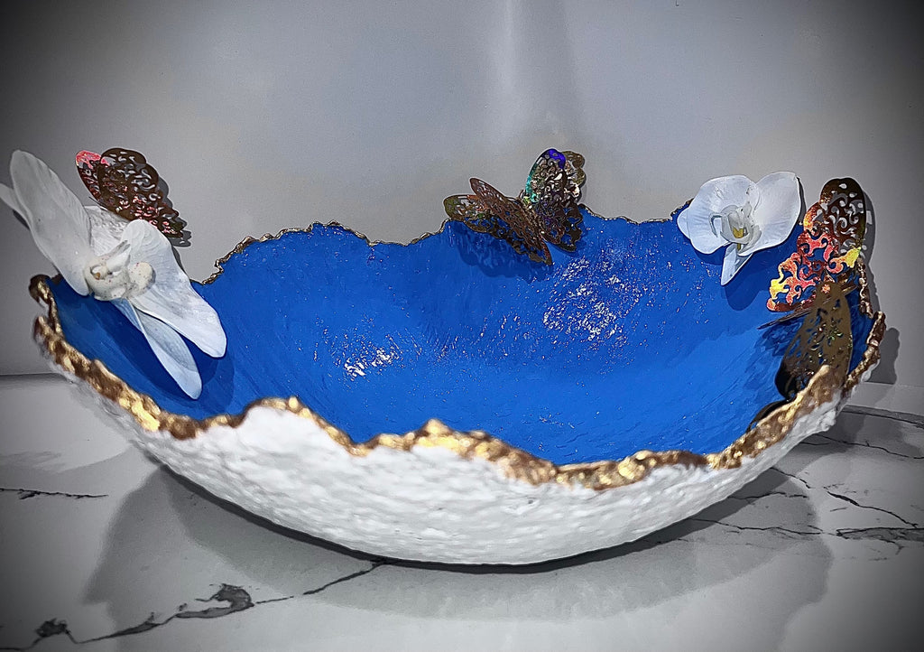 SOLD "Blue/White/Gold Santorini Vase" image 2