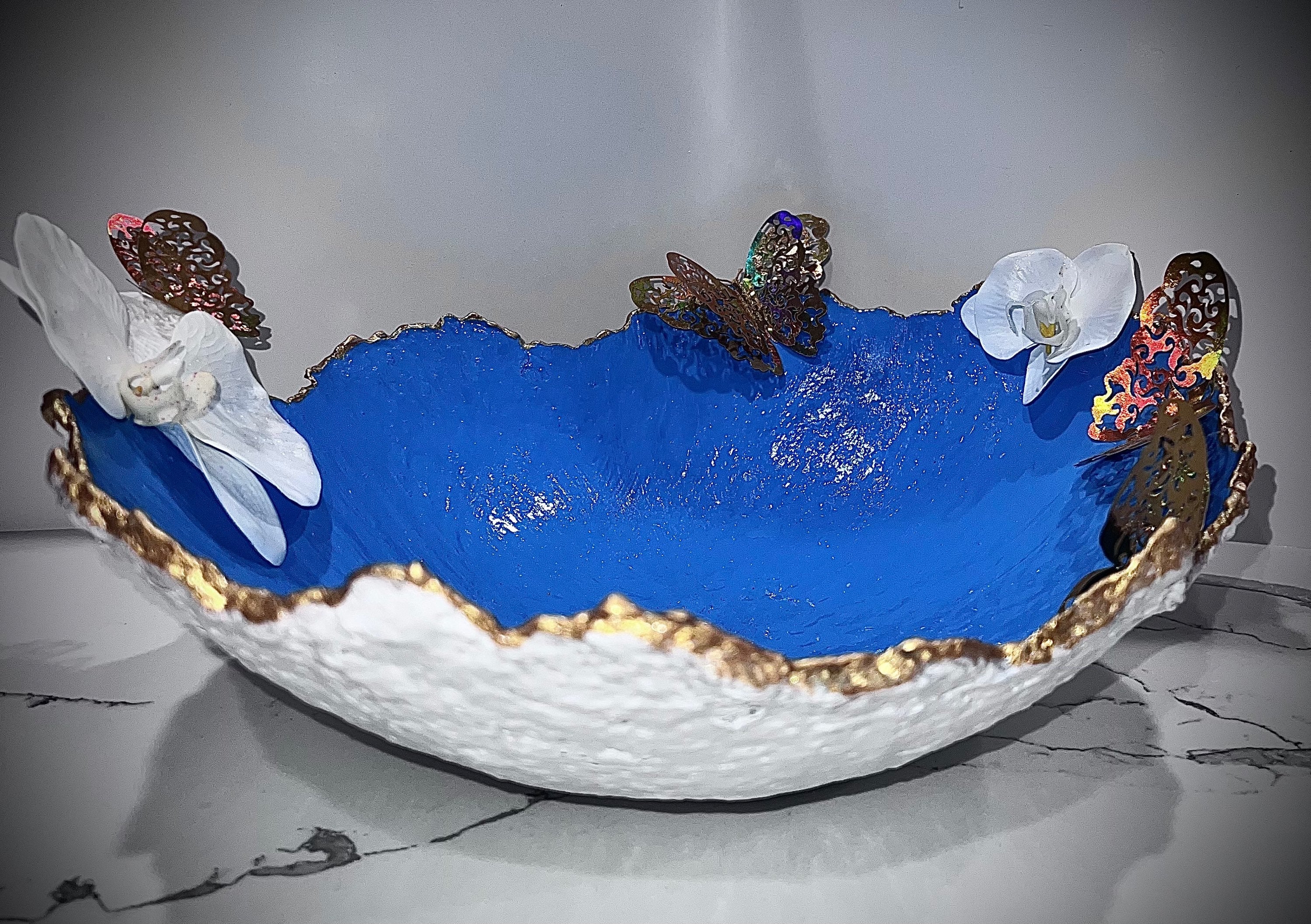 SOLD "Blue/White/Gold Santorini Vase" image 2