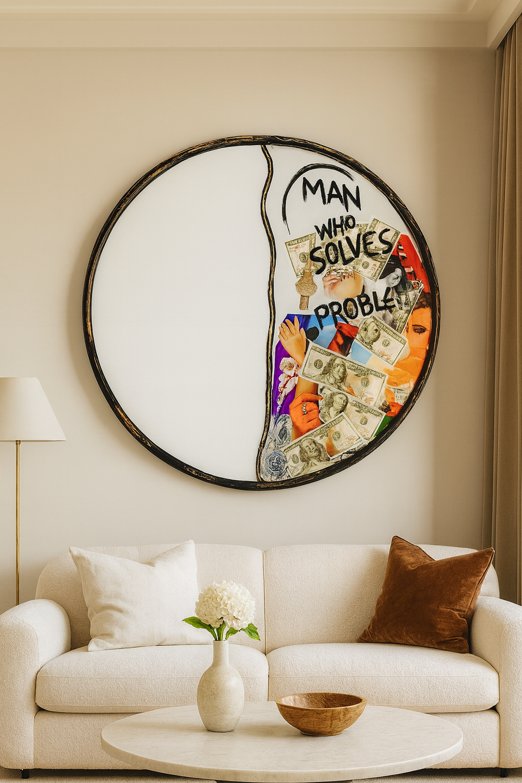 "The Man Who Solves Problems" wall mirror 28”x 28 image 3