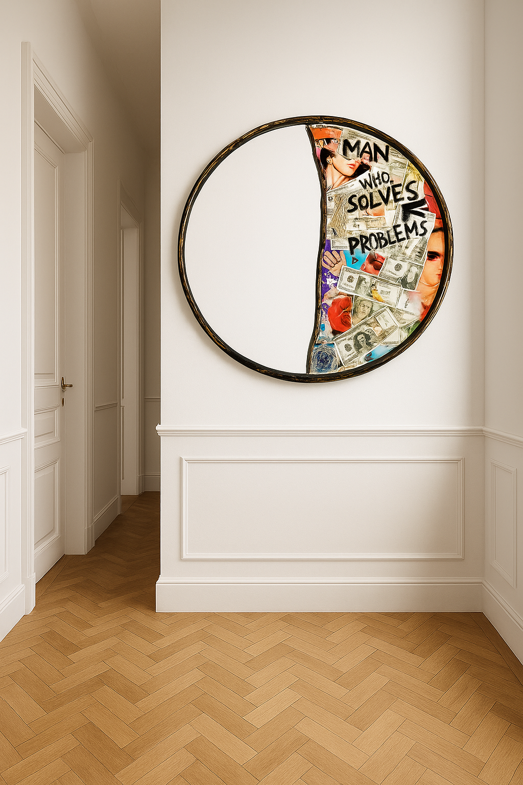 "The Man Who Solves Problems" wall mirror 28”x 28 image 5