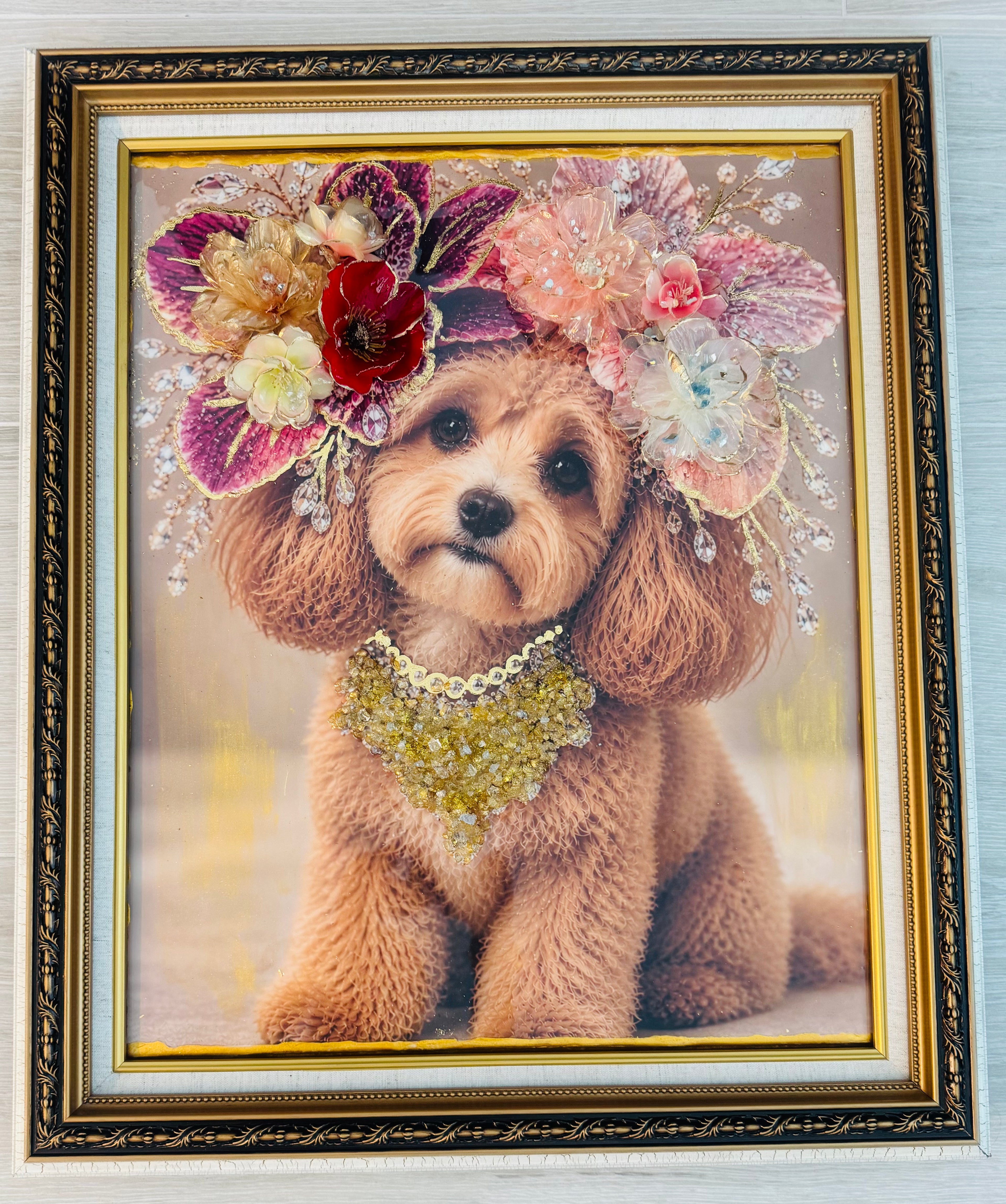 Dog 16”x20” peach
