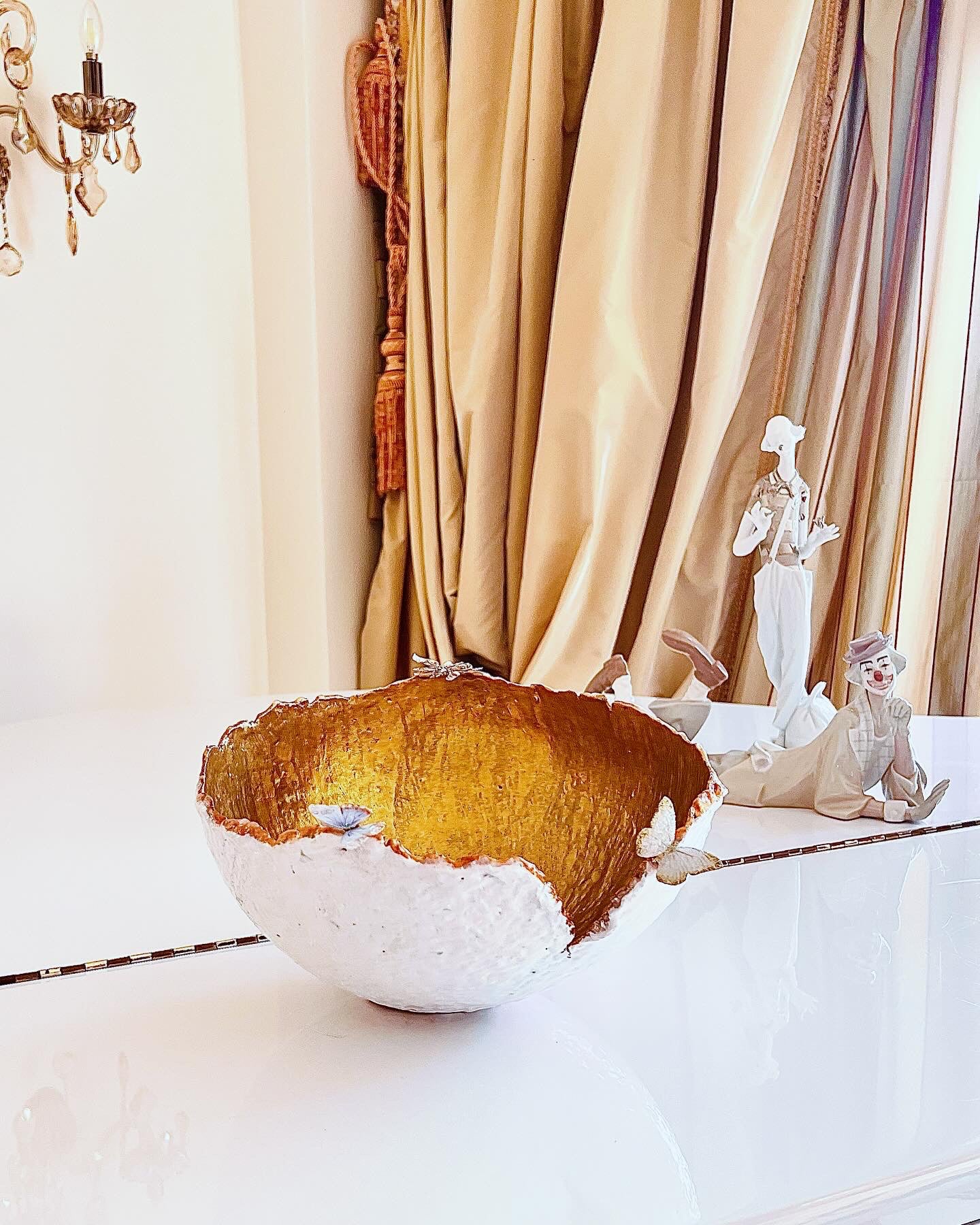 SOLD "White/Gold Bumblebee Vase" image 2