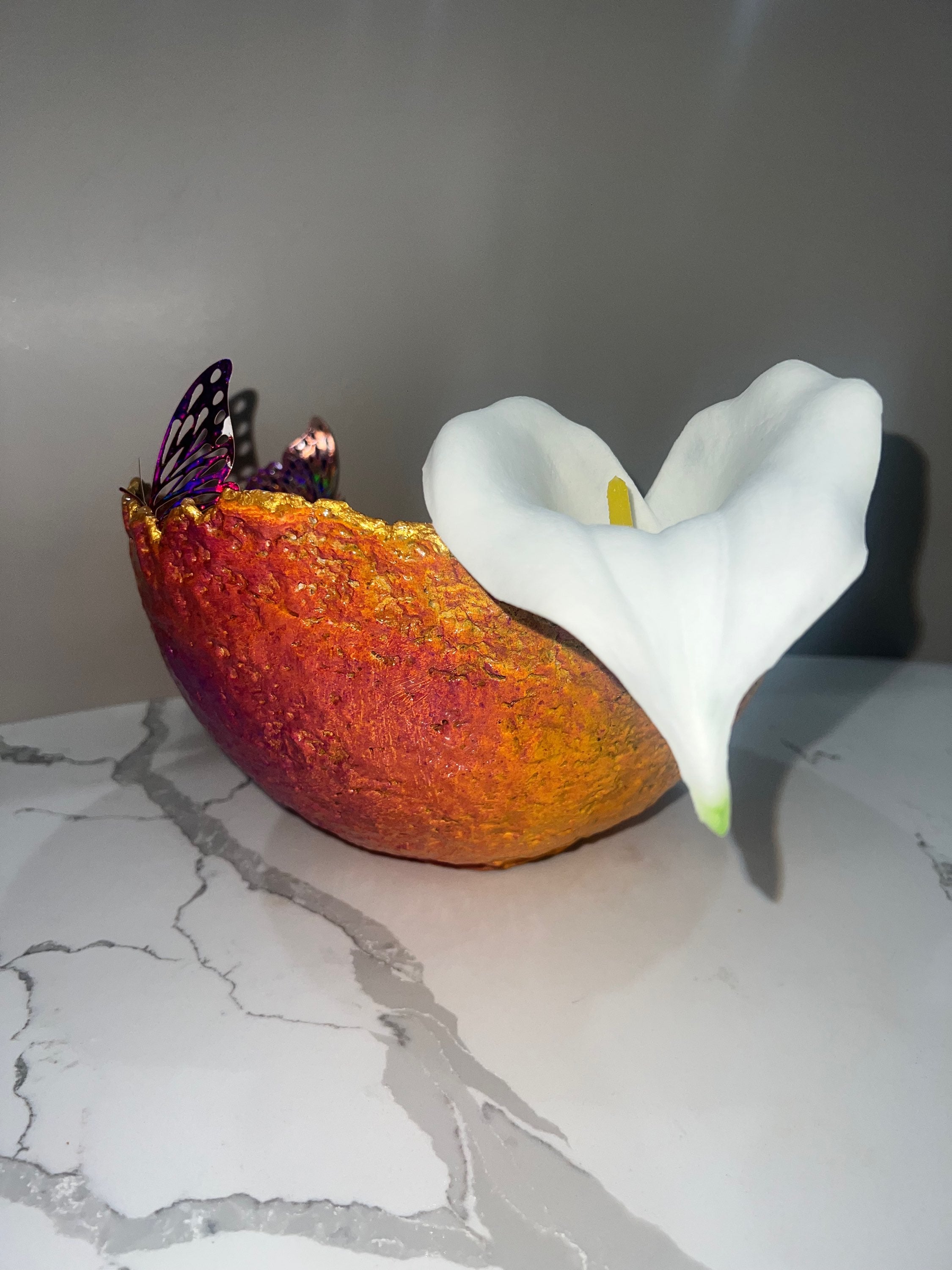 SOLD "Orange/Gold Lily vase" image 0