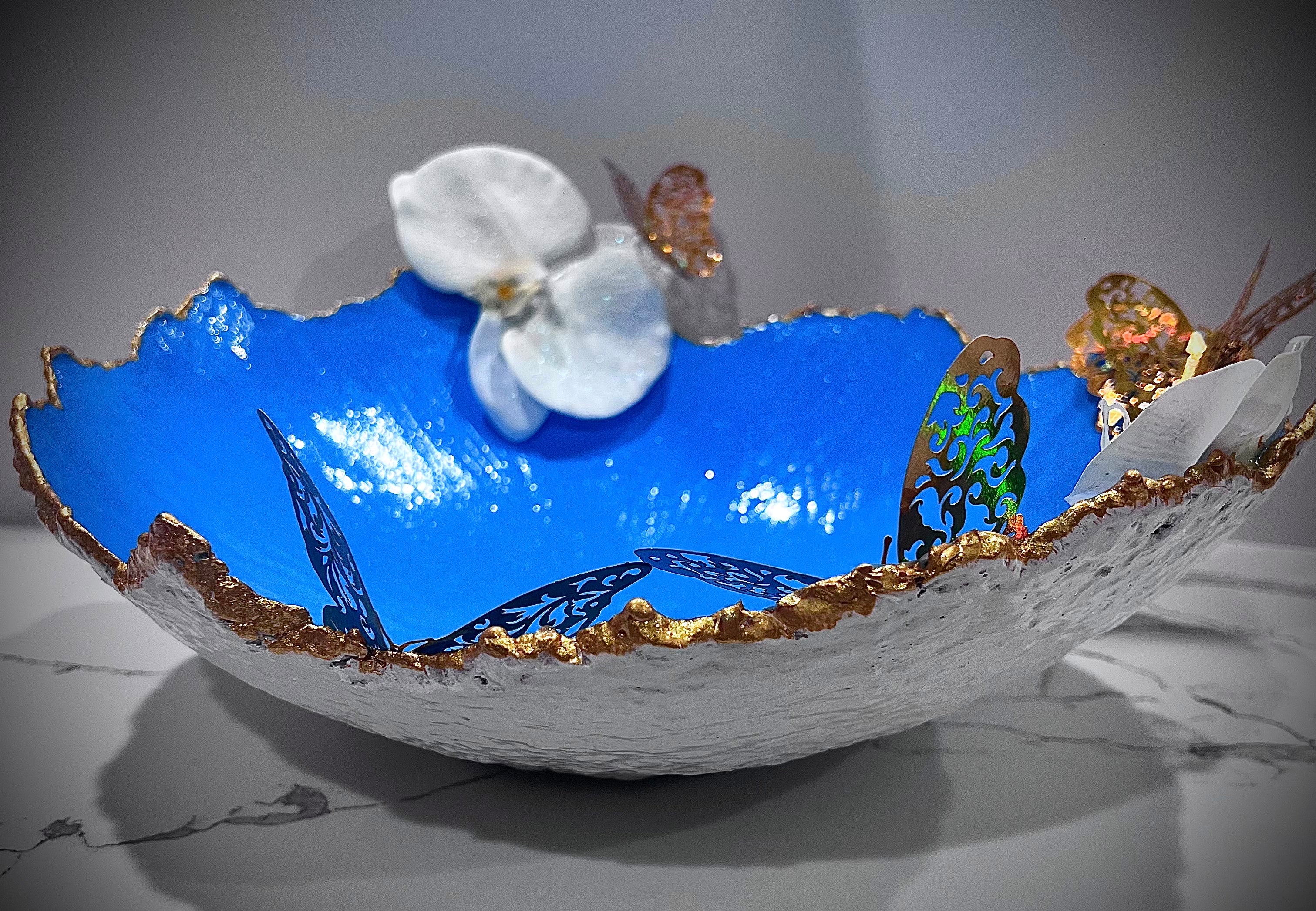 SOLD "Blue/White/Gold Santorini Vase" image 3