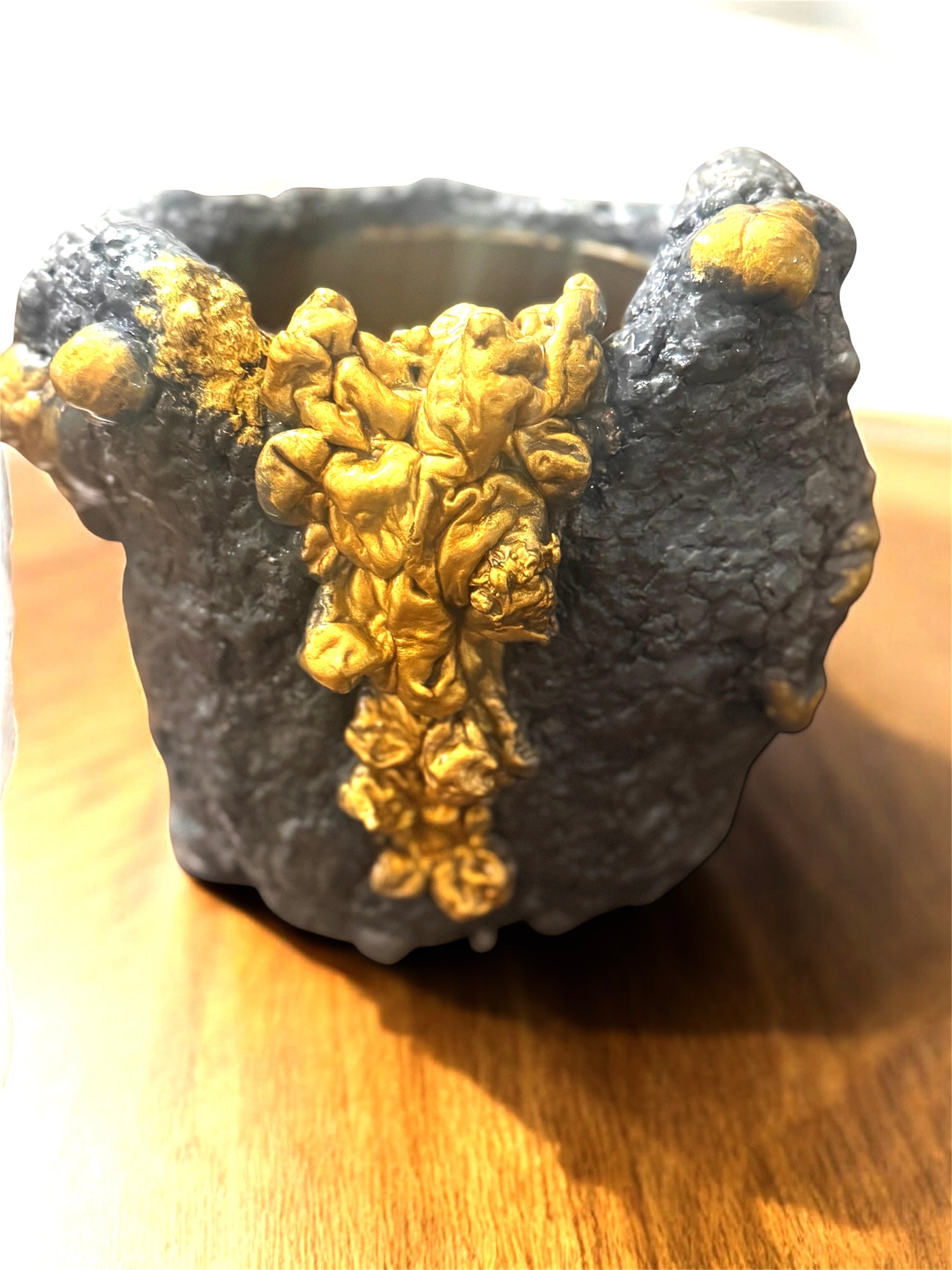 SOLD "Eruption Series Vase Grey / Gold" image 1