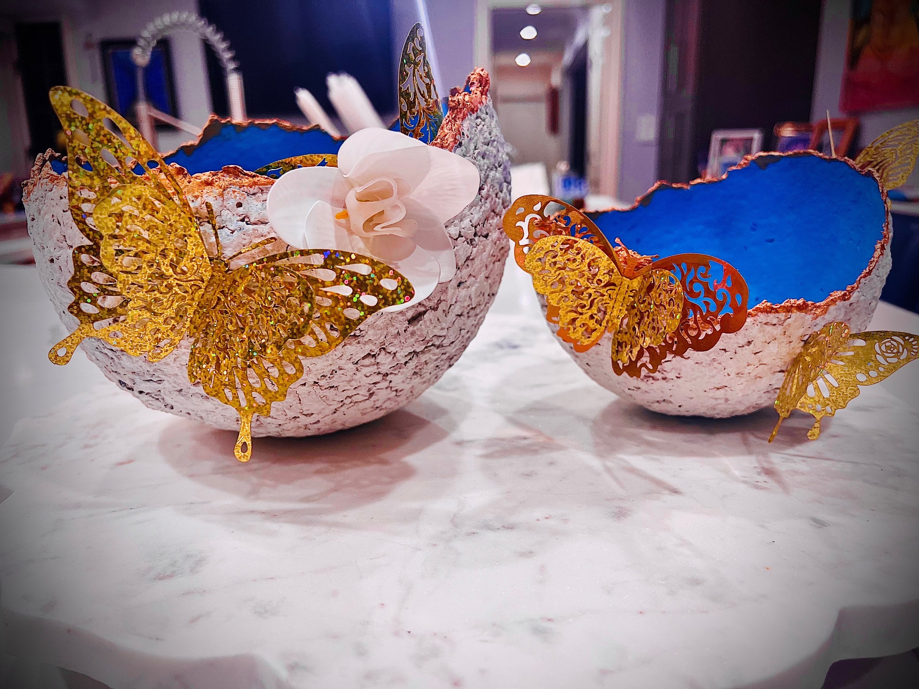 SOLD "White/Blue Santorini Vase" image 2