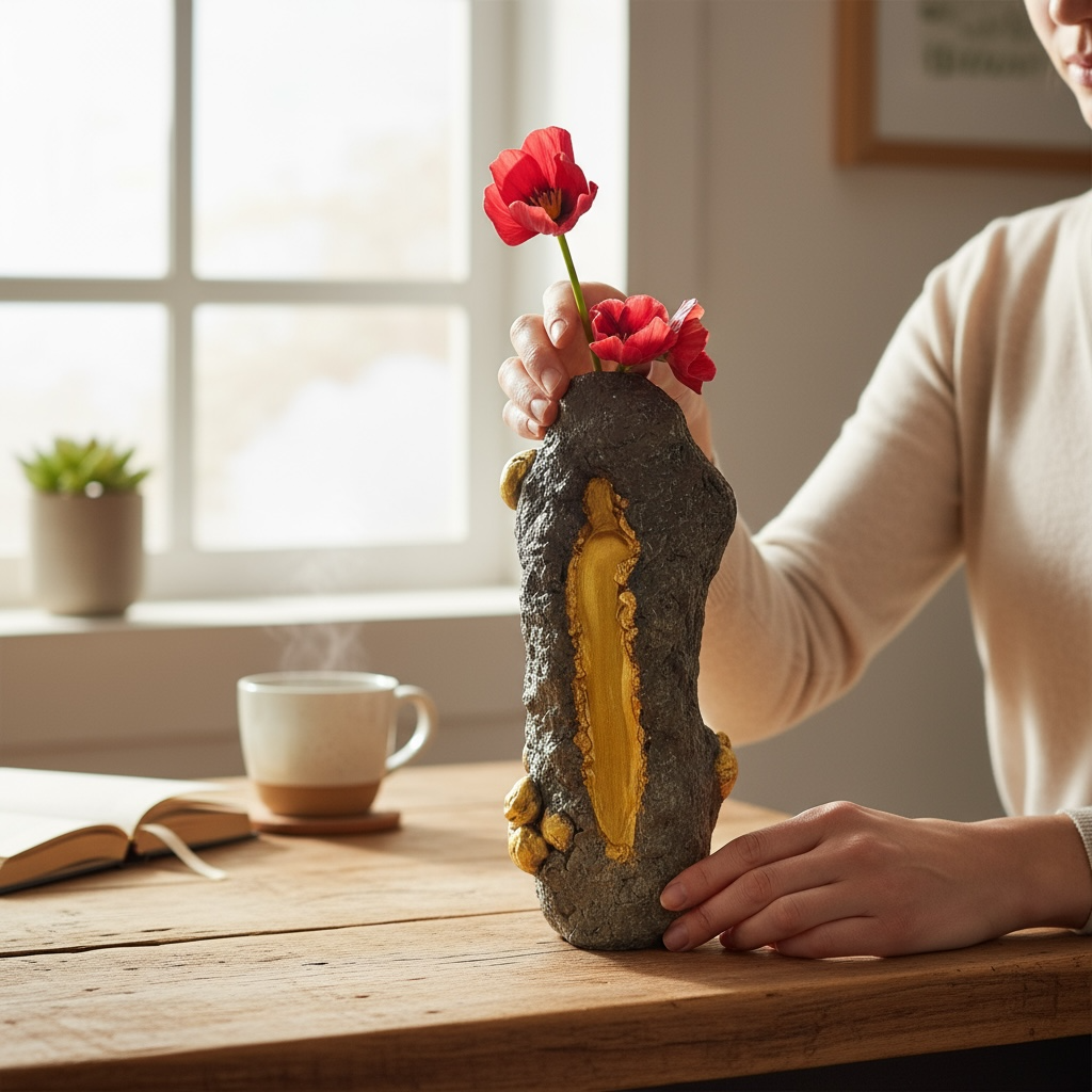 "Eruption Series Vase Grey / Gold" image 2